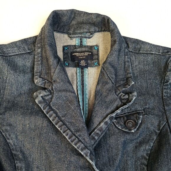 American Eagle Outfitters Stretch Size Medium Blue Jean Jacket - Picture 2 of 12